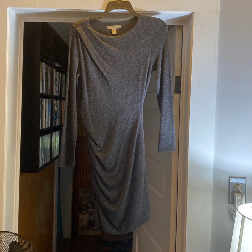 Charcoal Gray long sleeve mid thigh dress from Banana Republic